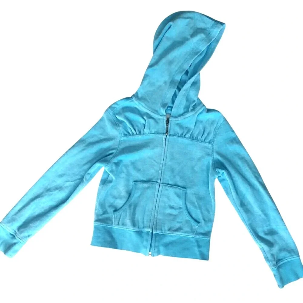 Old Navy Girls Blue‎ Velour Zip Lightweight Jacket Size 6-7